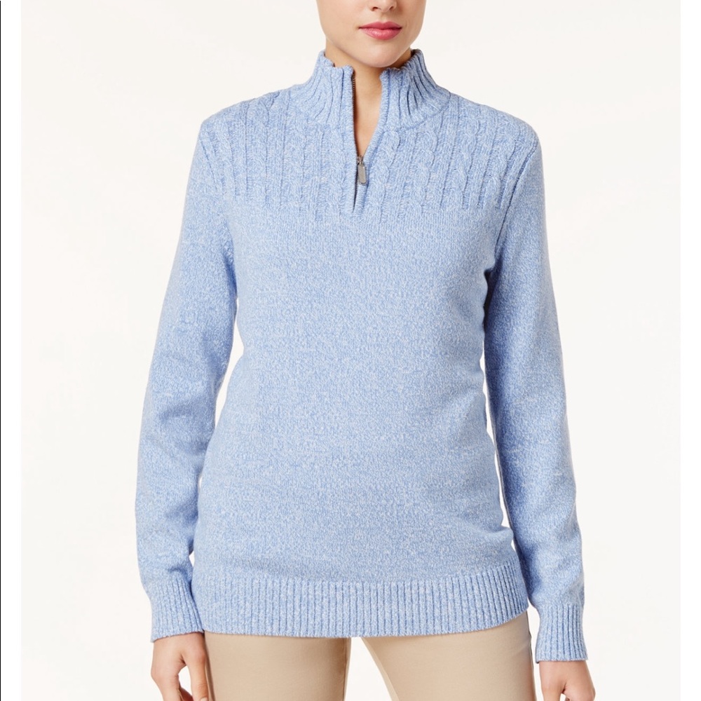 Karen Scott Petite Cotton Half- Zip Sweater